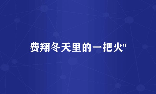 费翔冬天里的一把火