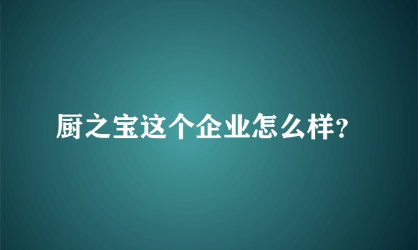 厨之宝这个企业怎么样？